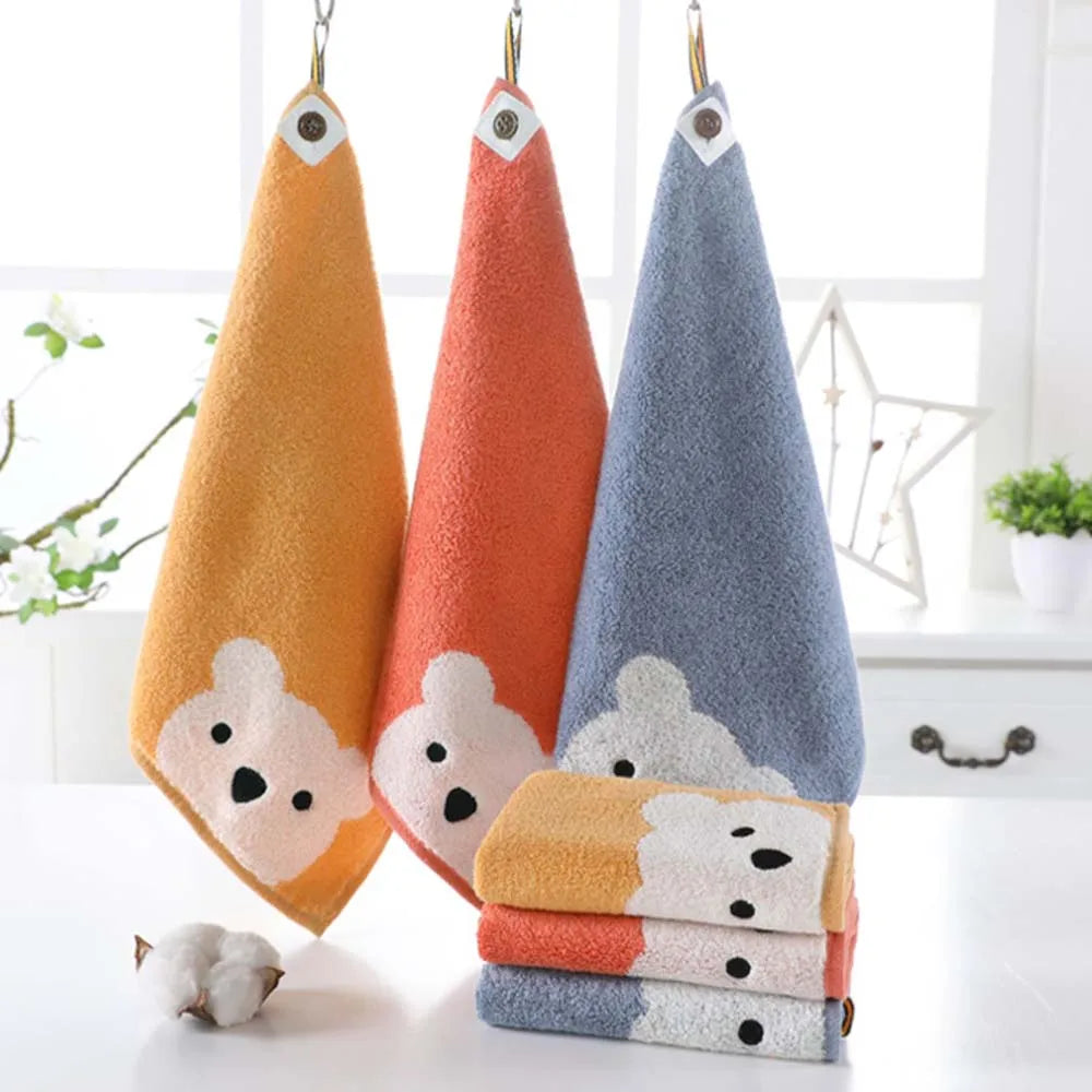 Baby Cotton Hangable Face Towel – Cartoon Bear 30x30cm