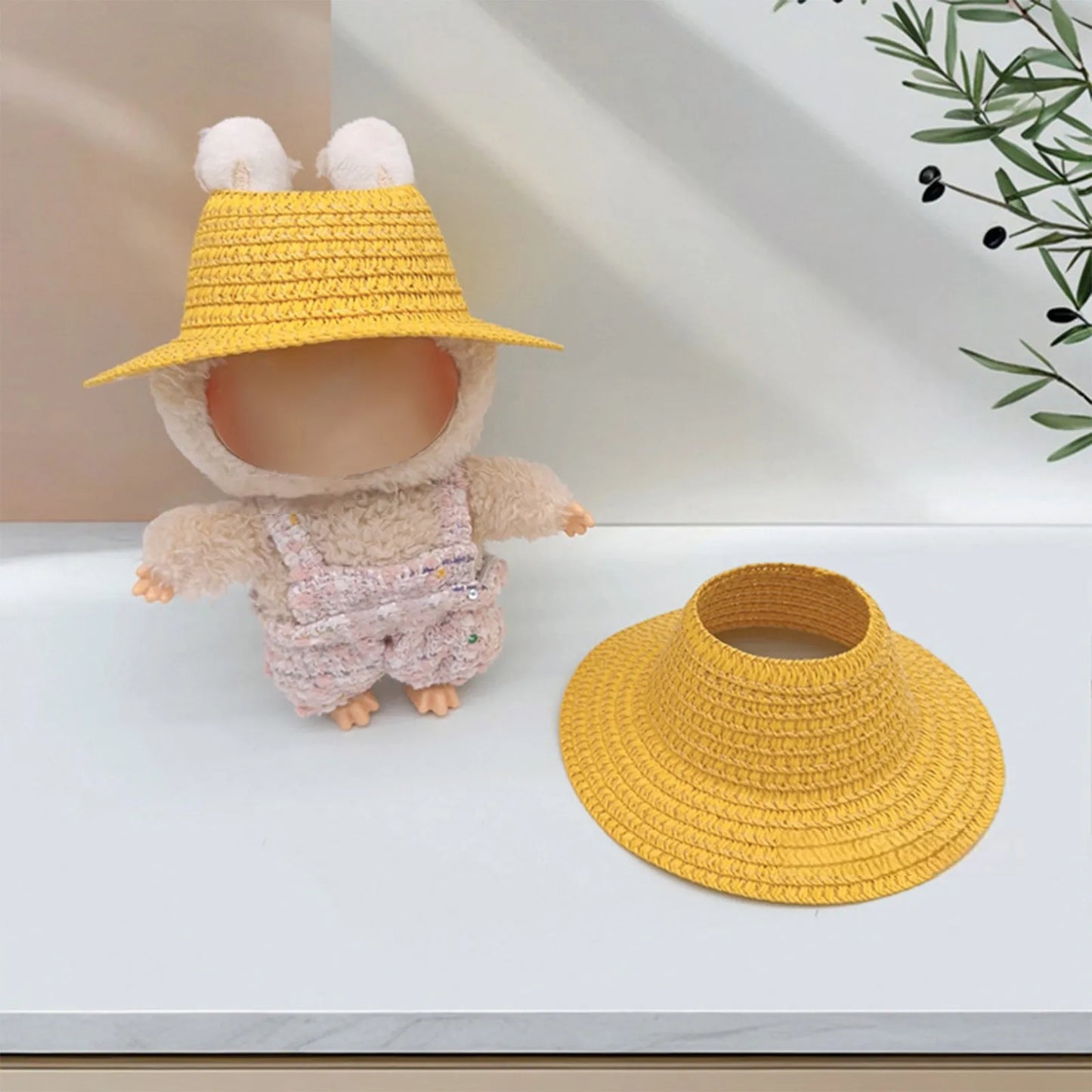 Mini Straw Cowboy Hat for Labubu BJD Doll Accessories
