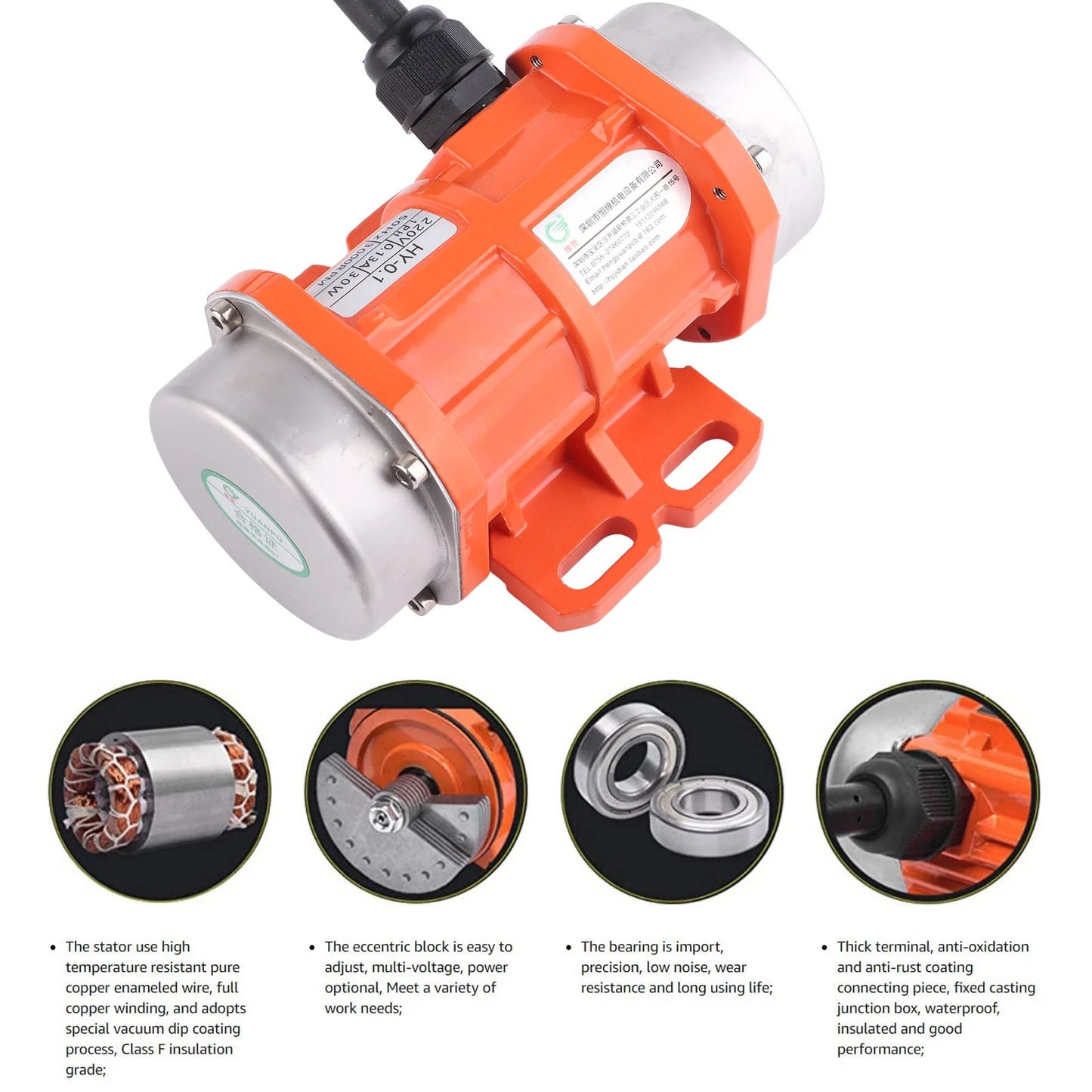 Vibration Motor Single Phase IP66 Waterproof Asynchronous Aliminium