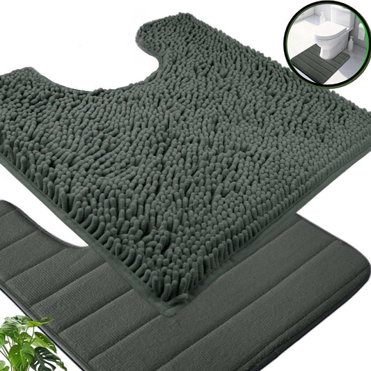 U-Shape Toilet Mat Non-Slip Shaggy Soft Pedestal Mat for Bathroom, Water Absorbent bath mat oilet Mat for Floor Dry Pedestal Mat Peaceful Pleasures Health and Wellness