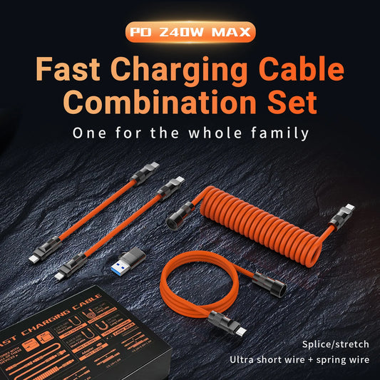 240W PD Fast Charging Telescopic Spring Cable USB-C to Lightning Charging Cable Peaceful Pleasures Health and Wellness
