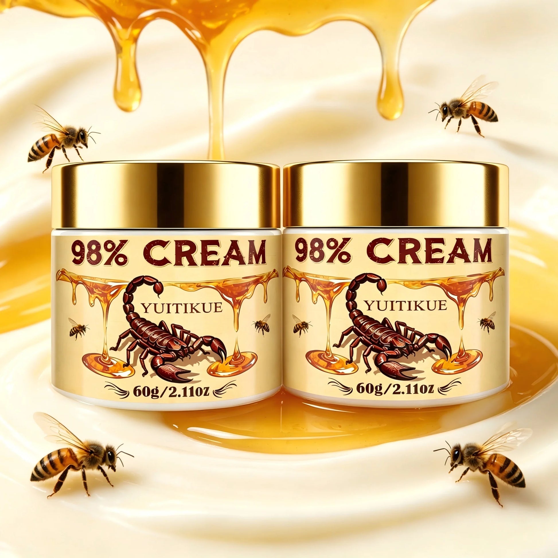 YUITIKUE 98% Scorpion Bee Venom Cream 60g Soothing & Nourishing Care for Skin Comfort Peaceful Pleasures Health and Wellness 2pc