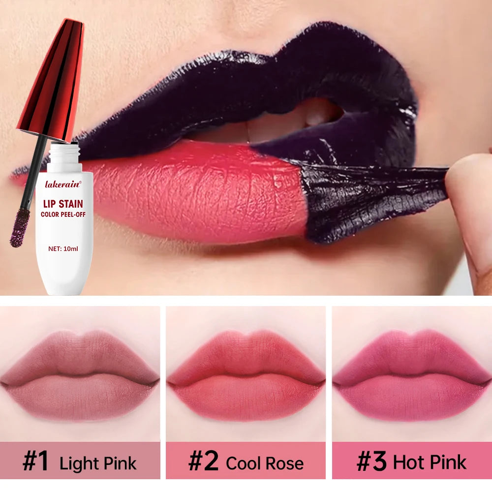 3 Colors Lip Stain Color Peel-Off Stick Set Long-lasting Waterproof Pink Liquid Lip Gloss No Fading And Non-stick Cup Lip Gloss Peaceful Pleasures Health and Wellness