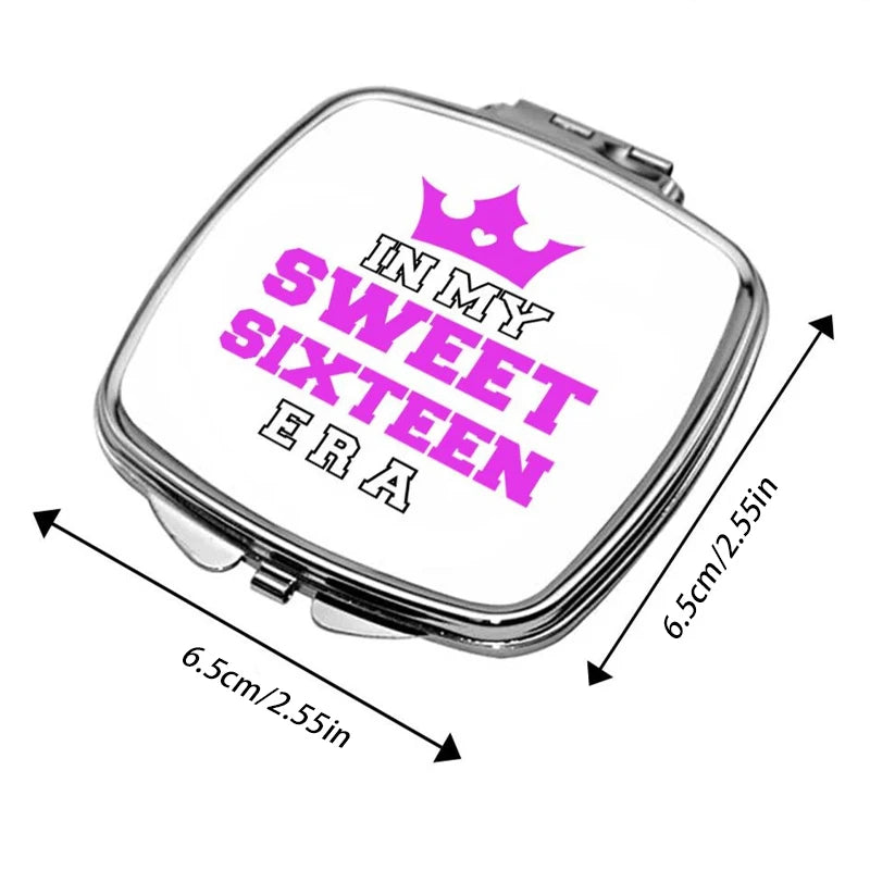 Sweet Sixteen Era Compact Mirror | 16th Birthday Gift for Girls Compact Mirror Peaceful Pleasures Health and Wellness Mirror 6.5X6.5X0.8cm