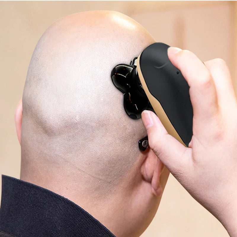 Baldhead 5-head rotating electric shaving kit IPX6 water-resistant portable men's facial hair trimmer USB charging Peaceful Pleasures Health and Wellness