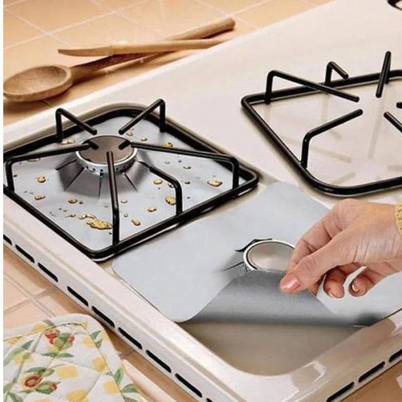 4Pcs Gas Stove Protectors Kitchen Reusable Burner Covers Mat Protector Cleaning Pad Liner Cover top gas stove protectors Peaceful Pleasures Health and Wellness