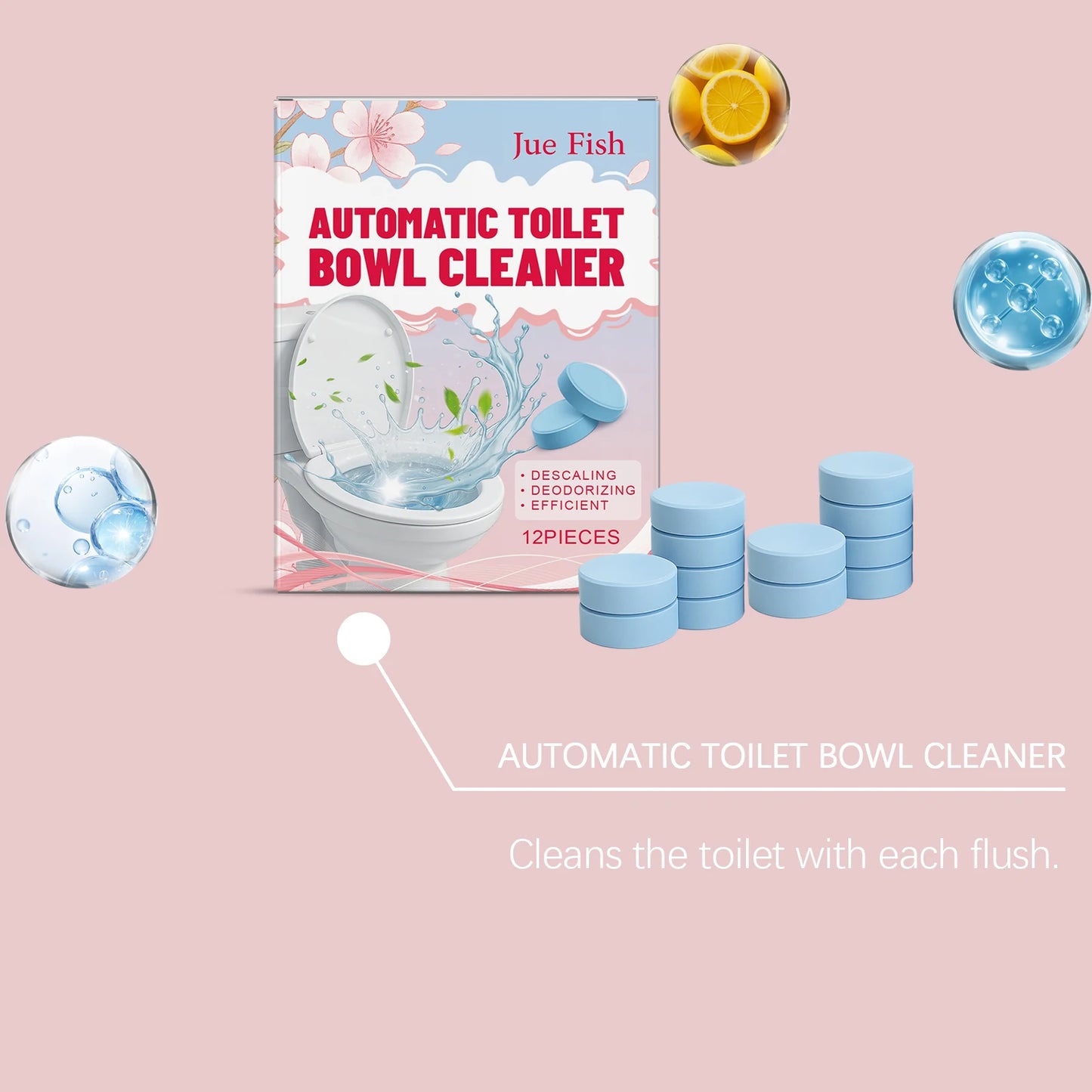 12-Pack Toilet Cleaning Tablets – Stain & Odor Remover