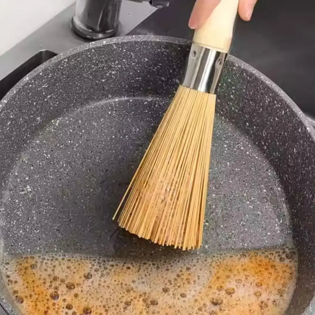 Bamboo Pot Brush Long Handle for Wok and Dish Cleaning Peaceful Pleasures Health and Wellness
