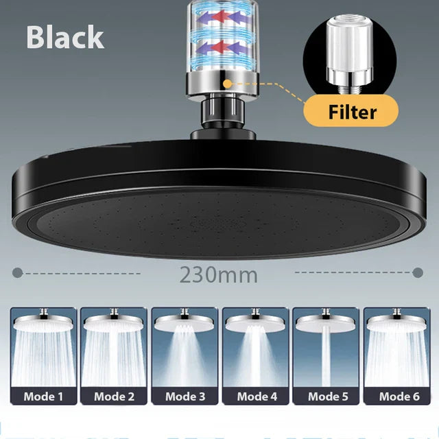 6-Mode High Pressure Rainfall Shower Head with Filter – Chrome
