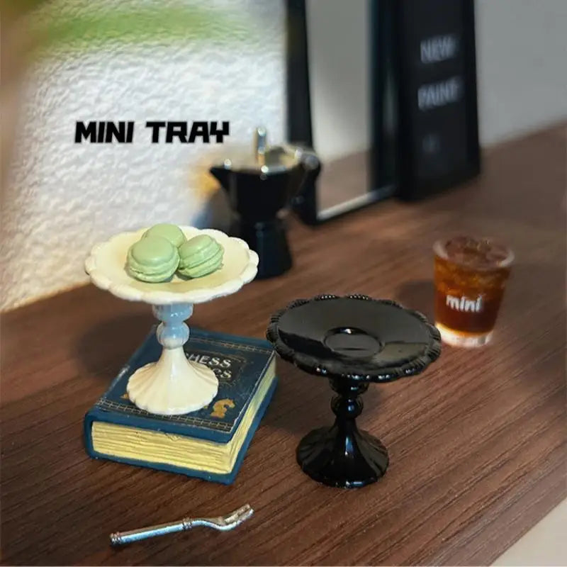 1:12 Miniature Cake Stand Retro Tray | Dollhouse Decor Prop