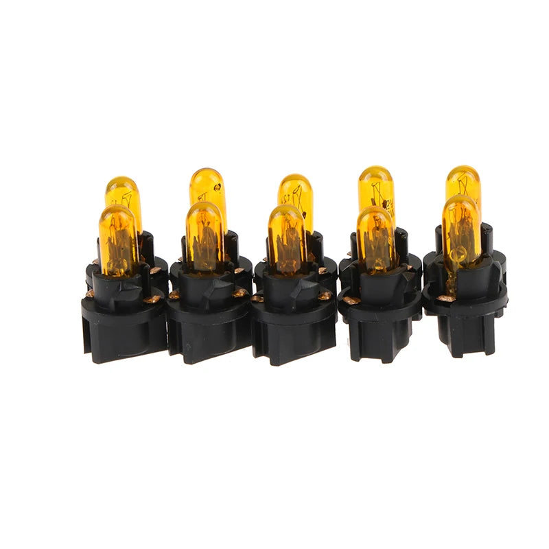 10PCS 12V T5.5 Led Bulb W1.2WCar Interior Lights Dashboard Heating Indicator Wedge Auto Instrument Lamp Air Conditioning Lamp Peaceful Pleasures Health and Wellness Yellow