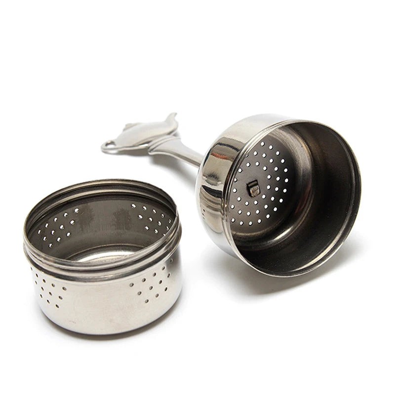 Stainless Steel Cylindrical Tea Infuser Strainer with Chain Tea Infuser Strainer Peaceful Pleasures Health and Wellness