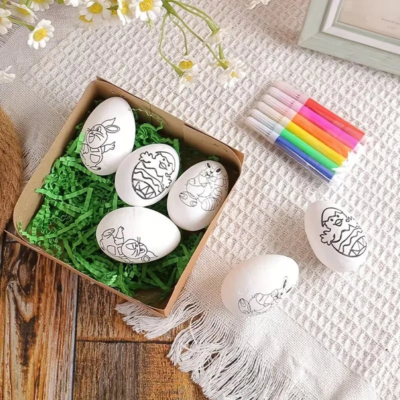 6-Piece Easter DIY Painting Egg Craft Kit | Foam Eggs & Rabbits