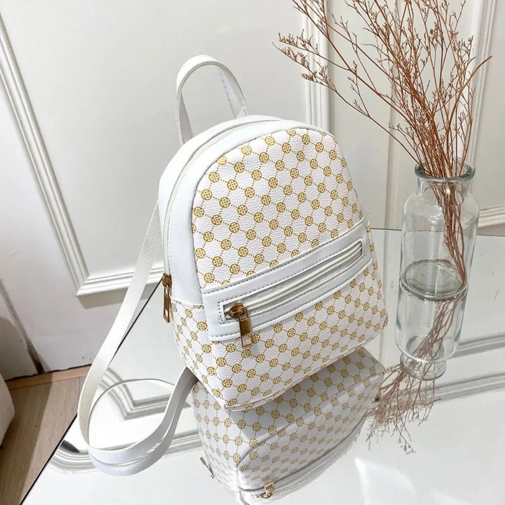 Solid Color Single Shoulder New Trendy Brand PU Women's Handbag Cute Crossbody and Backpack Casual Bag Fresh and Sweet Style Peaceful Pleasures Health and Wellness