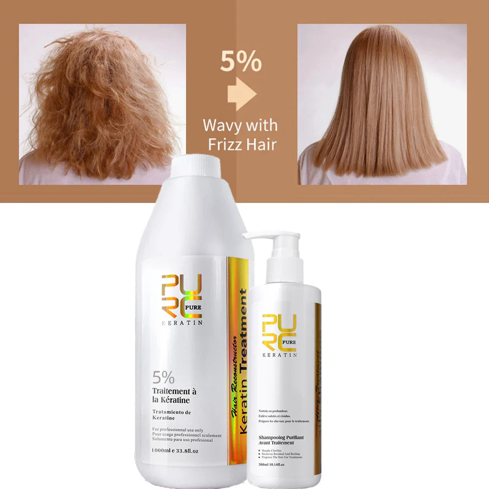 PURC Brazilian Keratin Treatment 1000ml + 300ml Shampoo Set