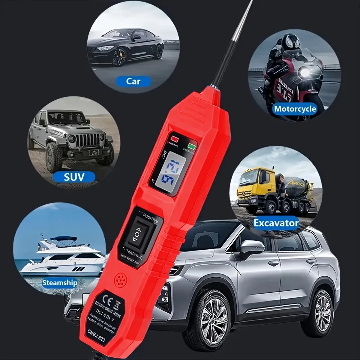A circuit tester, car circuit tester with voltage display LED light, and a car power circuit probe kit. Peaceful Pleasures Health and Wellness