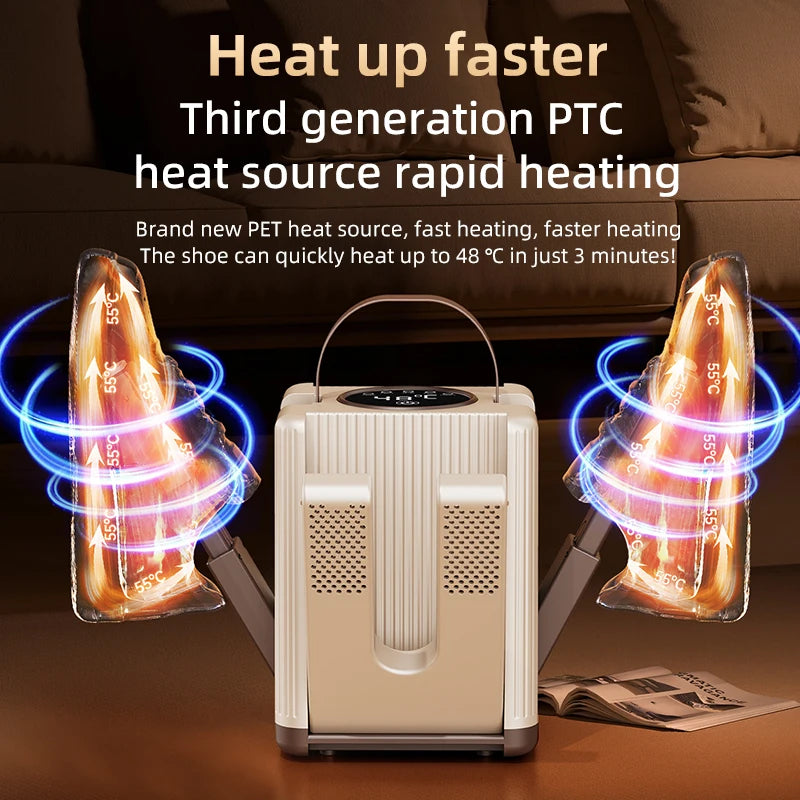 HOMEFISH 6-Arm Foldable Electric Shoe & Boot Dryer | Timer