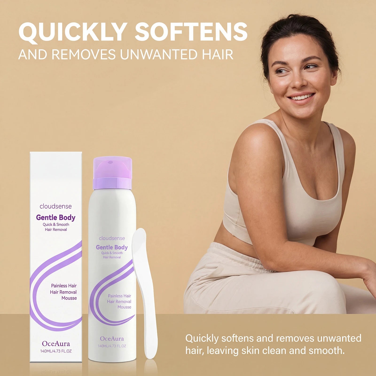 Painless Depilatory Mousse Smoothing Even Coverage Reduce Hair Regrowth Hydrating Soothing Gentle Hair Removal Foam Mousse 140ml Peaceful Pleasures Health and Wellness