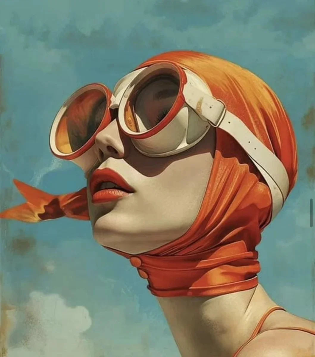 Surrealism Woman & Fish Canvas Wall Art | Fantasy Portrait Print