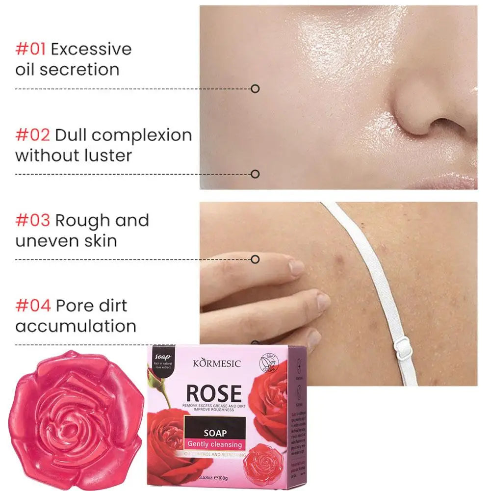 Rose Extract Cleansing Soap Bar – Exfoliating Face & Body Wash