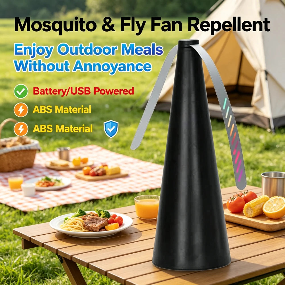 Fly Repellent Automatic Fan Fly Fans Pest Repellent Table Fan Battery/USB Powered Bug Repellent Keep Flies Away ﻿ Peaceful Pleasures Health and Wellness