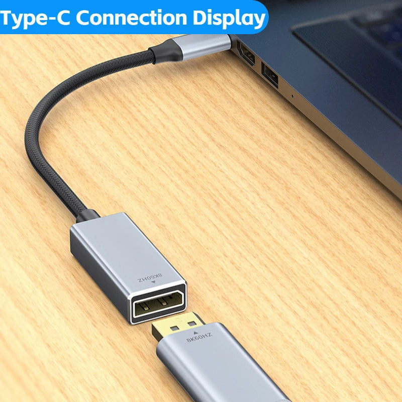 8K USB 3.1 Type C To Displayport Cable 8K@60Hz 4K@144Hz DP 1.4 Adapter USB C Display Port Video Adapter for MacBook Pro Air M1 Peaceful Pleasures Health and Wellness