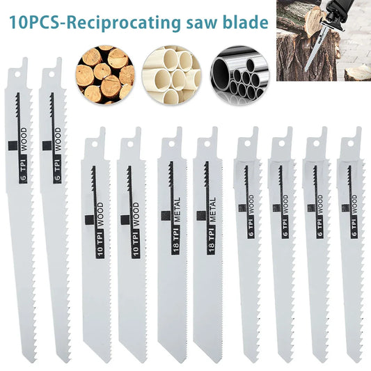 10-Piece Reciprocating Saw Blades – Wood, Metal & Plastic Reciprocating Saw Blades Peaceful Pleasures Health and Wellness Default Title