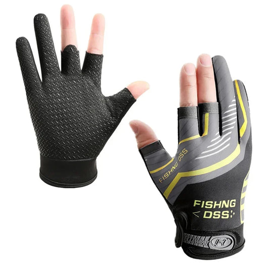Fishing Cycling Gloves Men Summer Three Finger Cut Gloves for Fishing Sun Protection Male Anti-Slip Drive Breathable Thin Gloves Peaceful Pleasures Health and Wellness