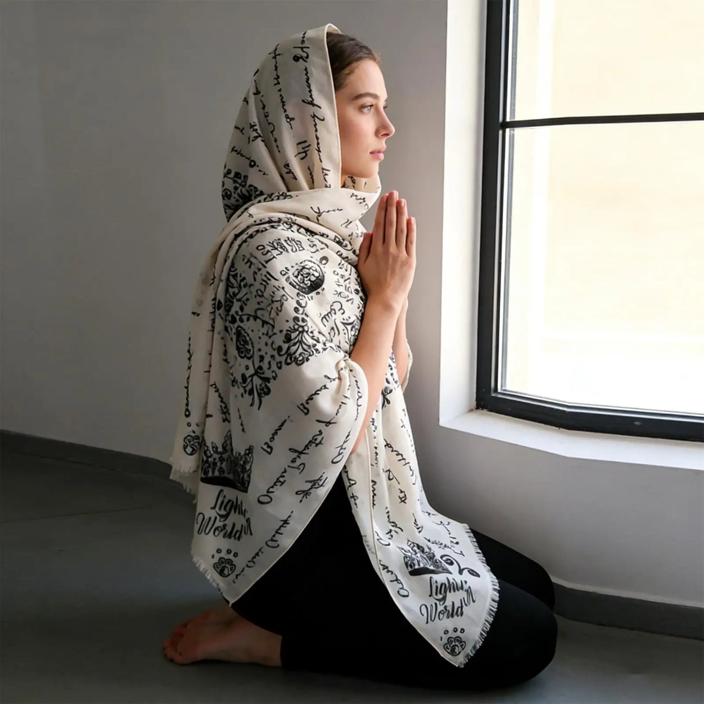 Christian Prayer Shawl Scarf | Cross & Names of Jesus | Women