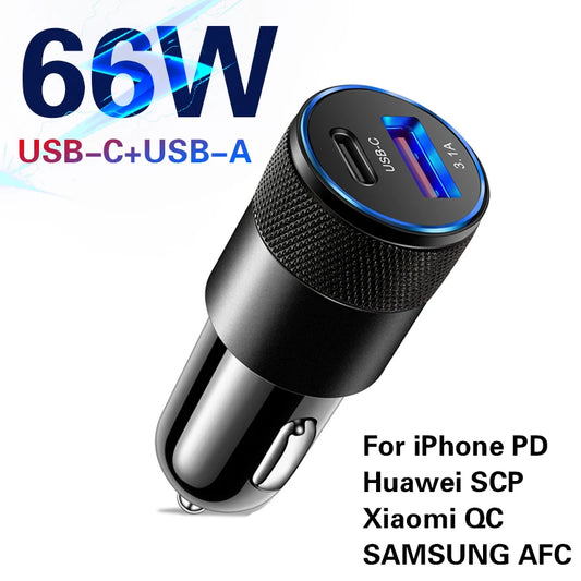 66W USB-C Car Charger PD Fast Charge – iPhone Samsung Xiaomi USB-C Car Charger Peaceful Pleasures Health and Wellness