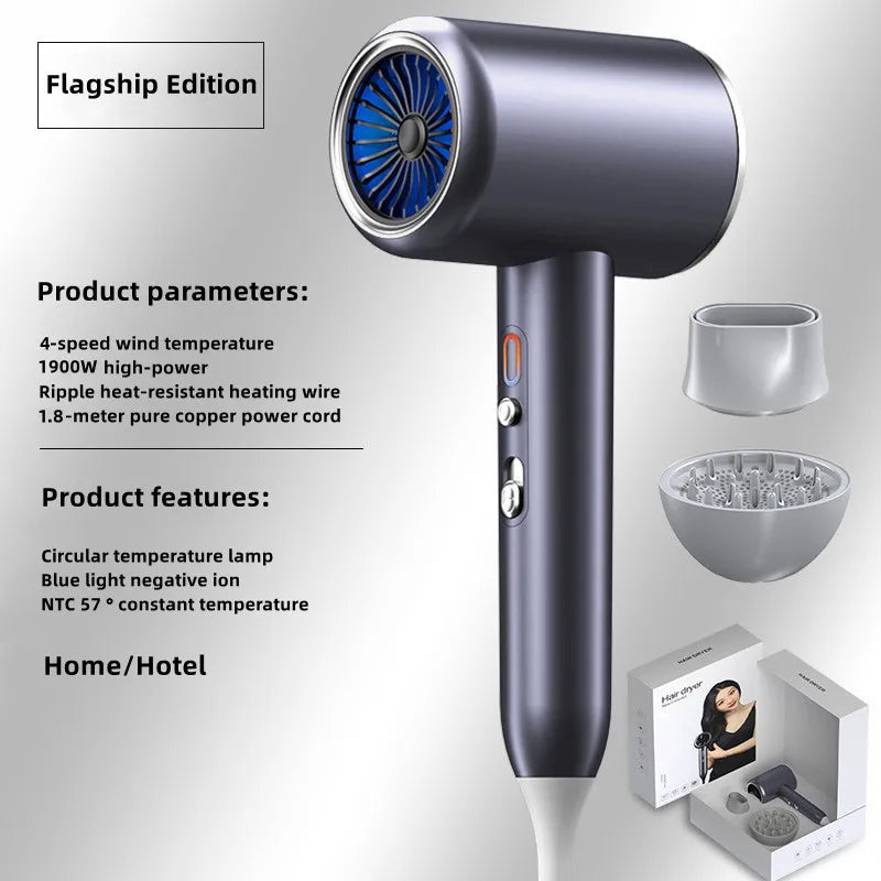 2025 High-Speed Electric Turbine Airflow, Low Noise, Constant Temperature, And Fast Drying Household Hair Salon Hair Dryer Peaceful Pleasures Health and Wellness C-1900W US