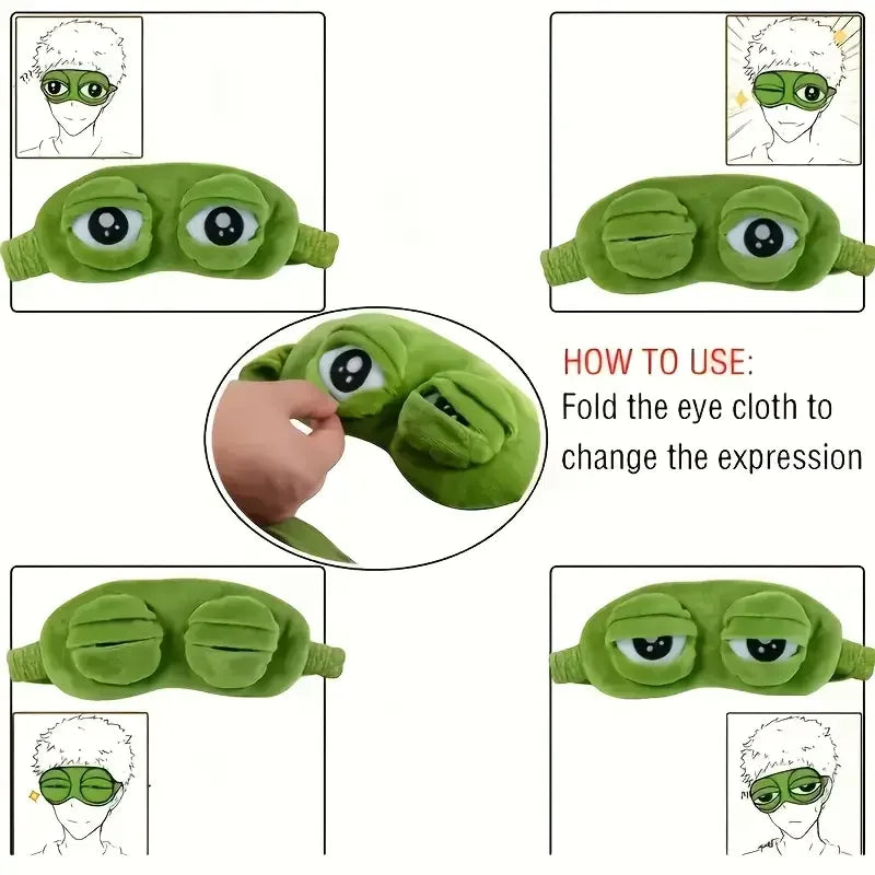 3D Sad Frog Sleep Mask Natural Sleeping Eyeshade Cover Shade Eye Patch Women Men Soft Portable Blindfold Travel Eyepatch Peaceful Pleasures Health and Wellness