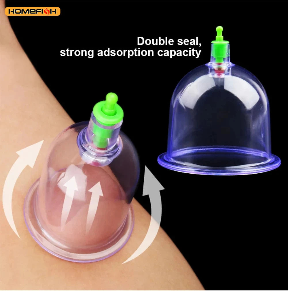 Vacuum Cupping Massage Kit – 6 Cups + Pump Gun | Anti-Cellulite