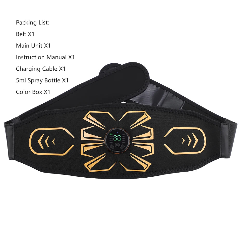 EMS Abdominal Belt with 10 Electrode Pads Home Belly Trainer Toning Belt Abs Fat Reduction Waist Massager Body Shaping Band Peaceful Pleasures Health and Wellness Ab Stimulator