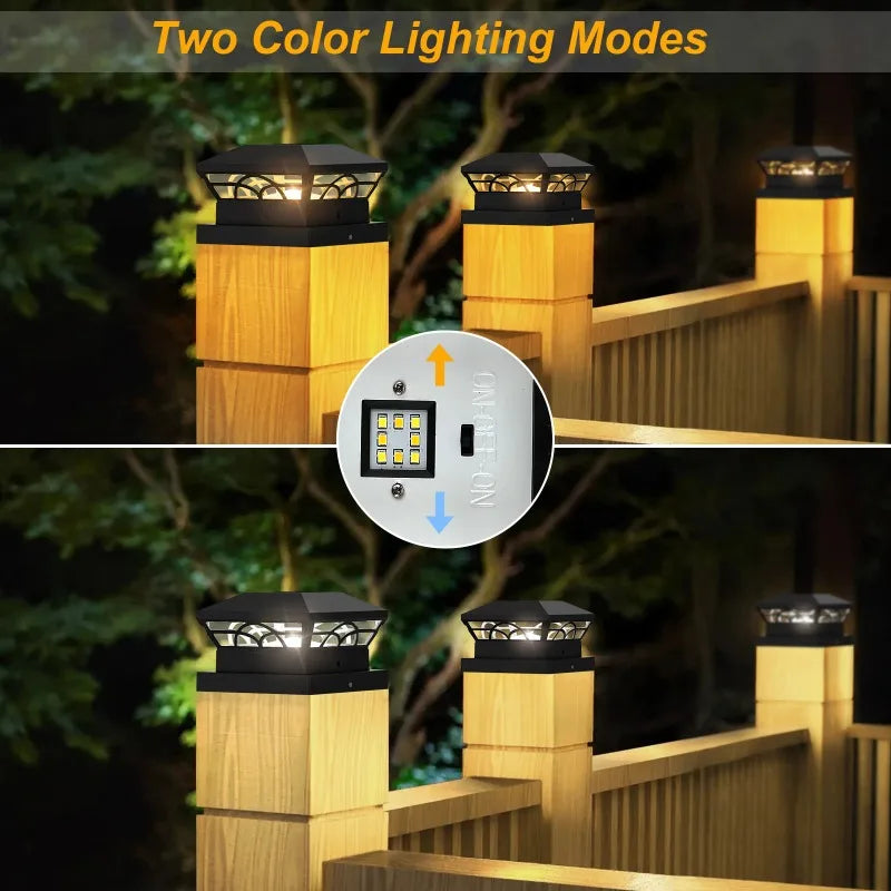 Solar Column Head Fence Lights | Waterproof Outdoor Garden