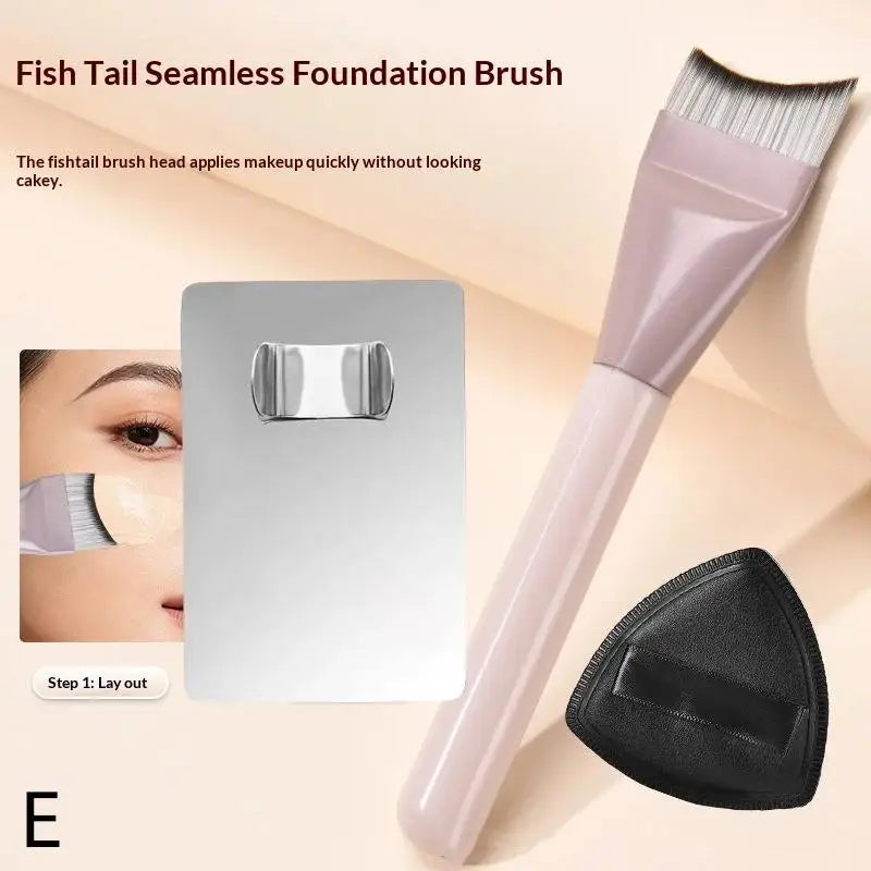 Foundation Brush +Makeup Palette + Black Powder Puff Set Foundation Cream Mixing Tool Nail Art Makeup Cosmetic Makeup Tool Kits Peaceful Pleasures Health and Wellness E