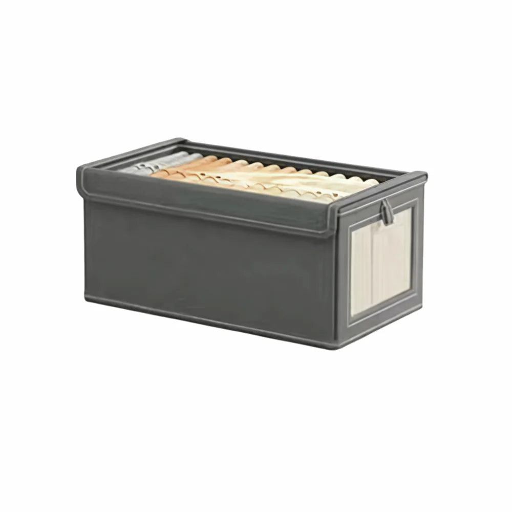 Foldable Clothes Storage Box with Zipper Lid & Clear Window