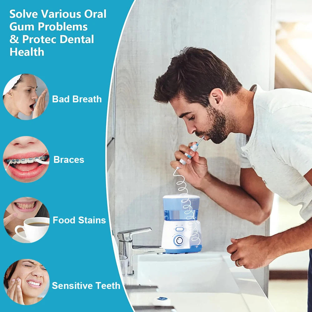 Oral Irrigator Dental Water Flosser for Teeth High Pressure Electric Dental Irrigator Water Flosser Mouth Washing Machine 800ML Peaceful Pleasures Health and Wellness