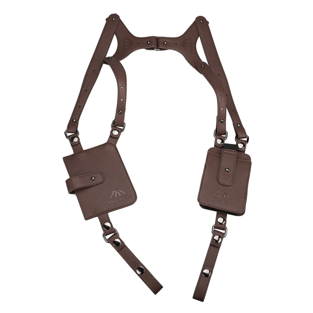 PU Leather Anti-theft Chest Bag Multifunction Tactical Gun Bag Holster Pistol Handgun Phone Pouch Wallet Underarm Shoulder Bag Peaceful Pleasures Health and Wellness Brown
