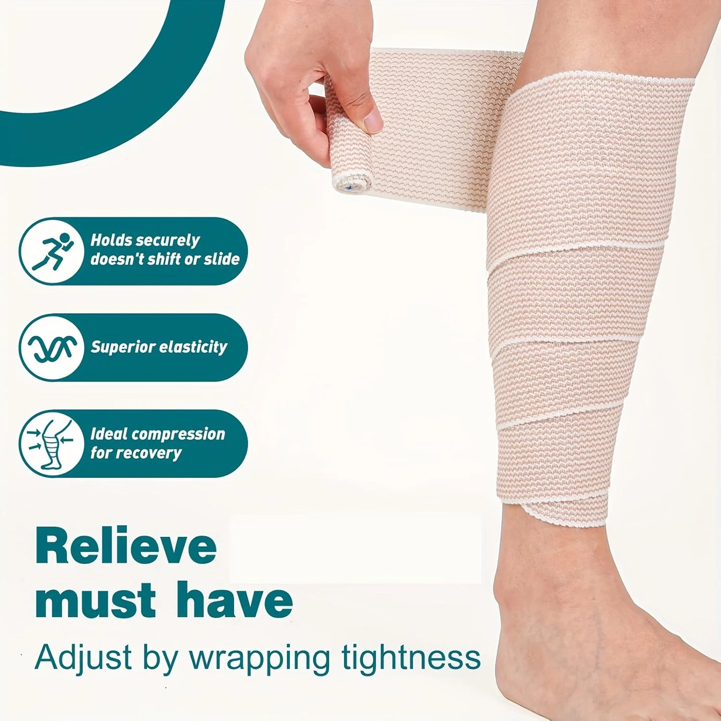2 Pack Premium Elastic Bandage Wrap, Reusable Hook and Loop Compression Wrap Bandage for Knees, Ankles, Wrists,Legs Peaceful Pleasures Health and Wellness
