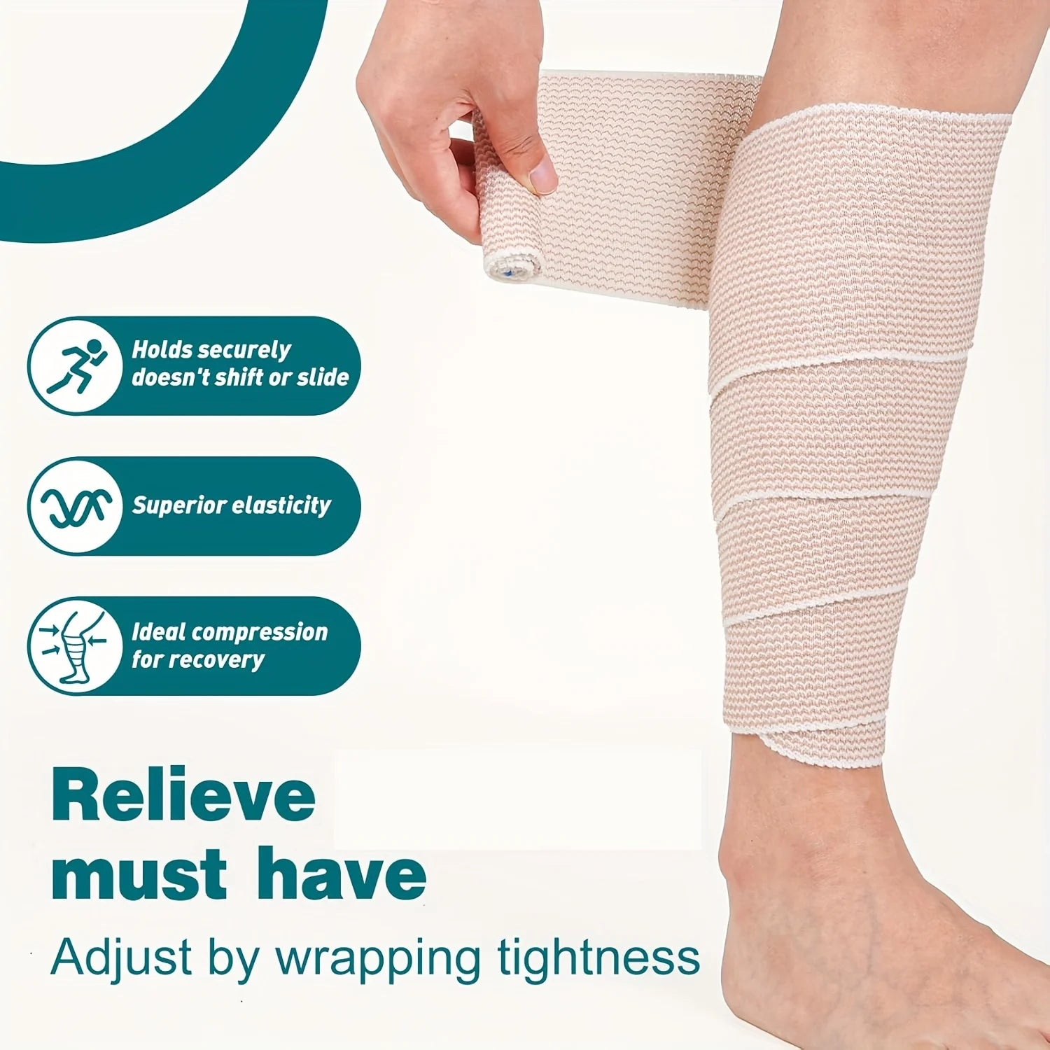 2 Pack Premium Elastic Bandage Wrap, Reusable Hook and Loop Compression Wrap Bandage for Knees, Ankles, Wrists,Legs Peaceful Pleasures Health and Wellness