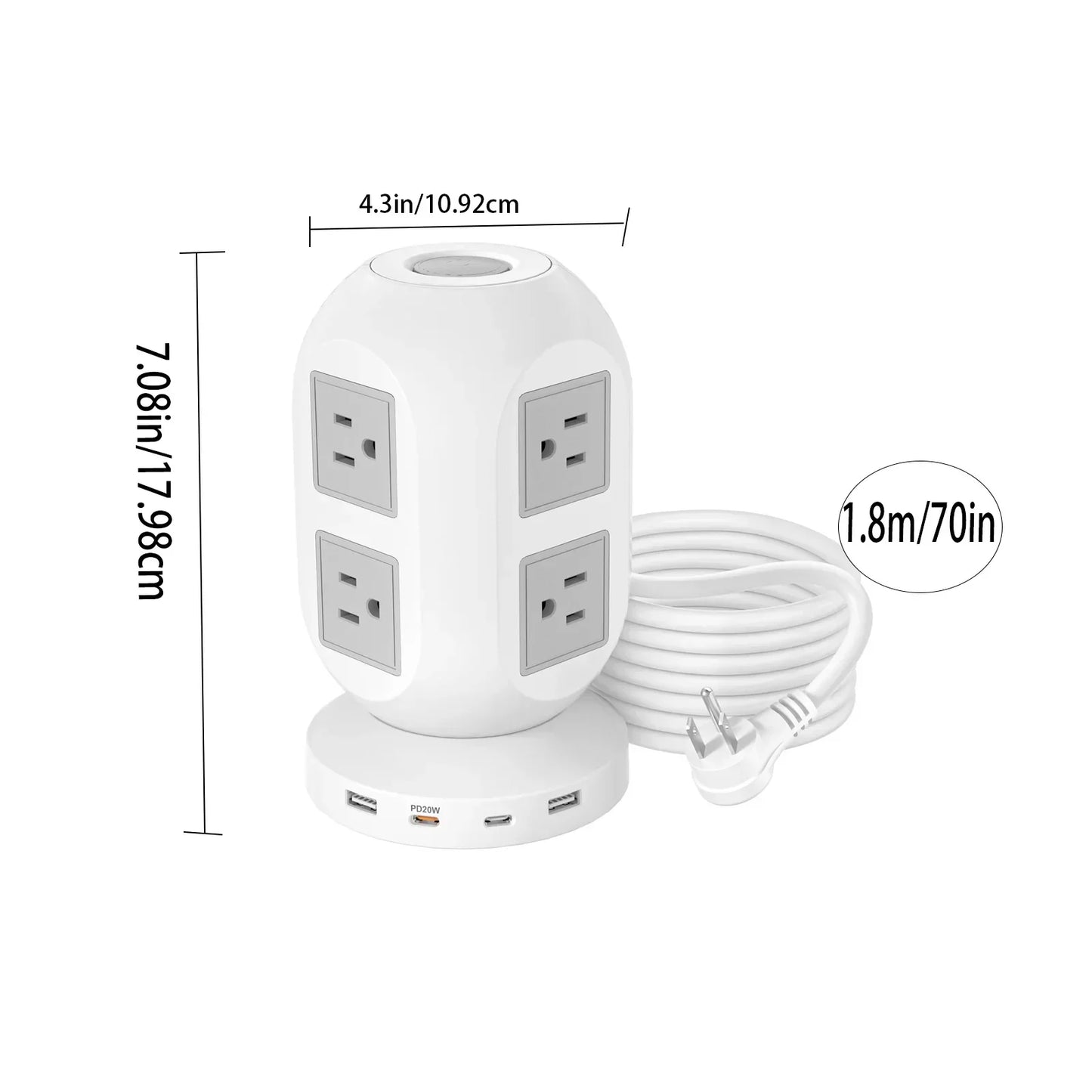 Lantern Tower Socket Extender 20W PD Fast Charging US Plug Peaceful Pleasures Health and Wellness