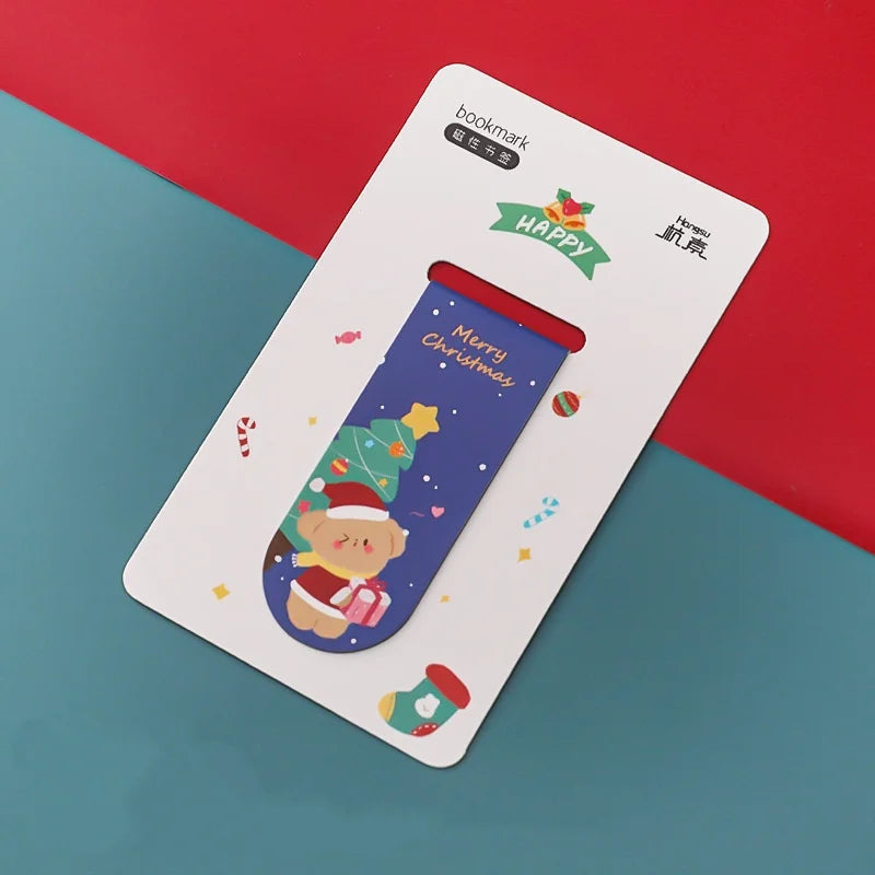 Bview Art 4-Pack Cartoon Christmas Magnetic Bookmarks Double-sided