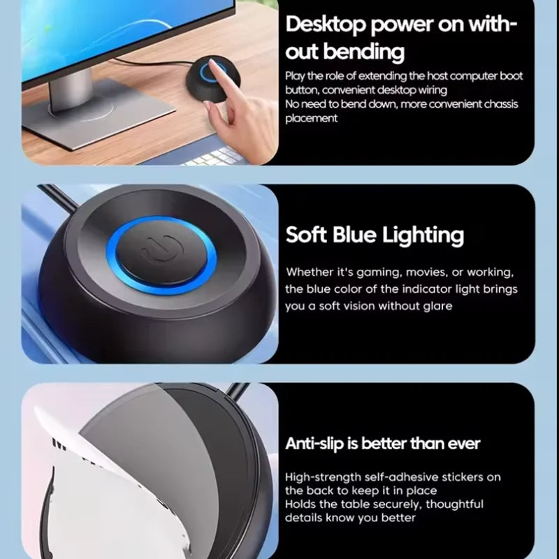 New External Desktop Switch LED Lights PC Motherboard Computer Startup Extension Cable Power On/Off Button For Desktop computer Peaceful Pleasures Health and Wellness
