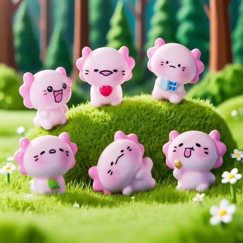 6pcs Resin Axolotl Miniature Figures – Micro Garden Ornaments