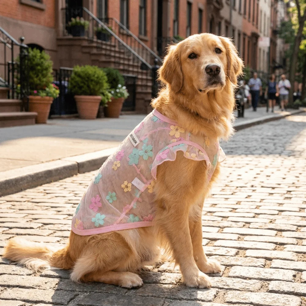 Floral Cooling Mesh Dog & Cat Vest – Lightweight Summer T-Shirt