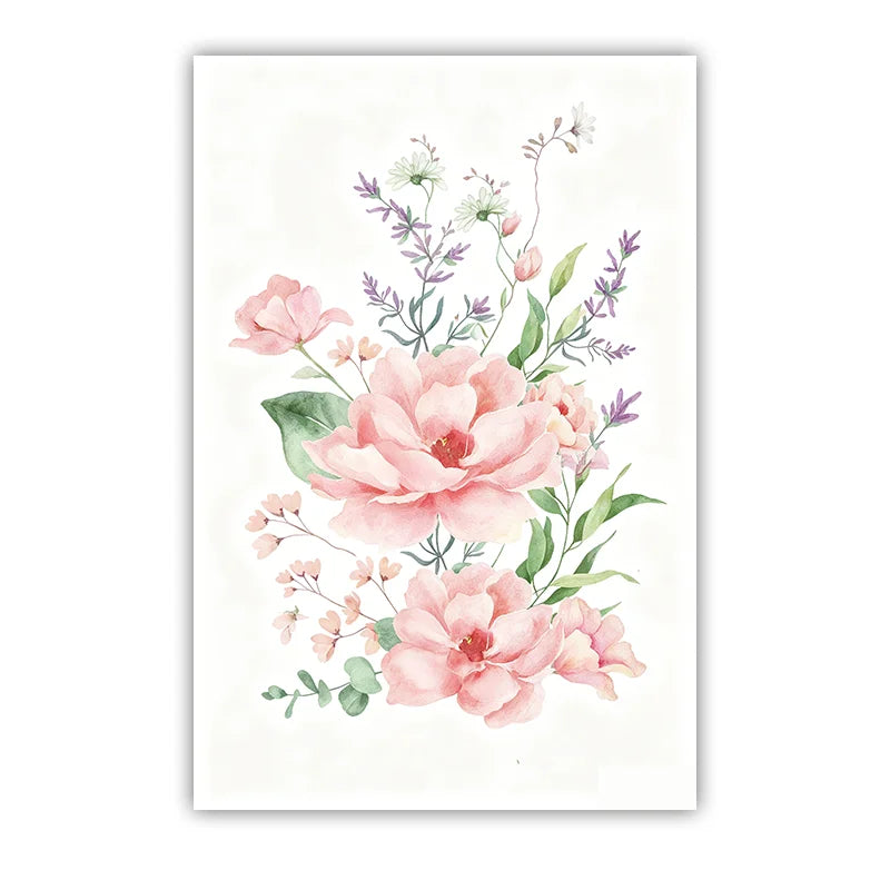 Custom Name Nursery Wall Art | Pink Wildflowers Canvas Print