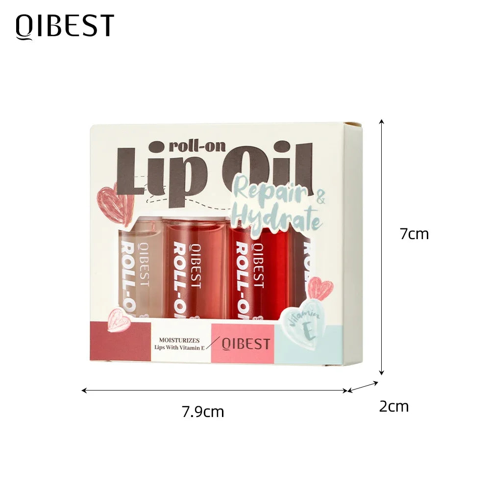 QIBEST Roll-On Lip Oil Sets Moisturizing And Hydrating Lip Gloss Nourishing Lip Balm Smooth Long-Lasting Colorless Anti-Drying Peaceful Pleasures Health and Wellness