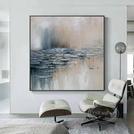 Handmade Aesthetics Room Decor Abstract Flower Oil Painting Home Deco Poster Nordic Living Room Art Hanging Picture Modern Mural Peaceful Pleasures Health and Wellness no frame 60cmx60cm