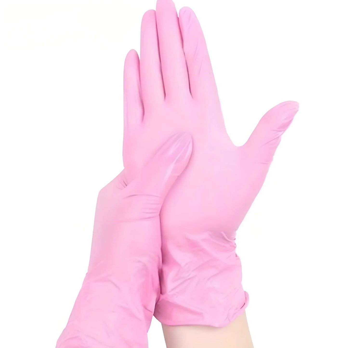 Disposable Nitrile Gloves Multi-color Auto Repair Food-grade Nitrile Gloves Thickened Durable and Comfortable 50pcs/100pcs Peaceful Pleasures Health and Wellness pink-100pcs M
